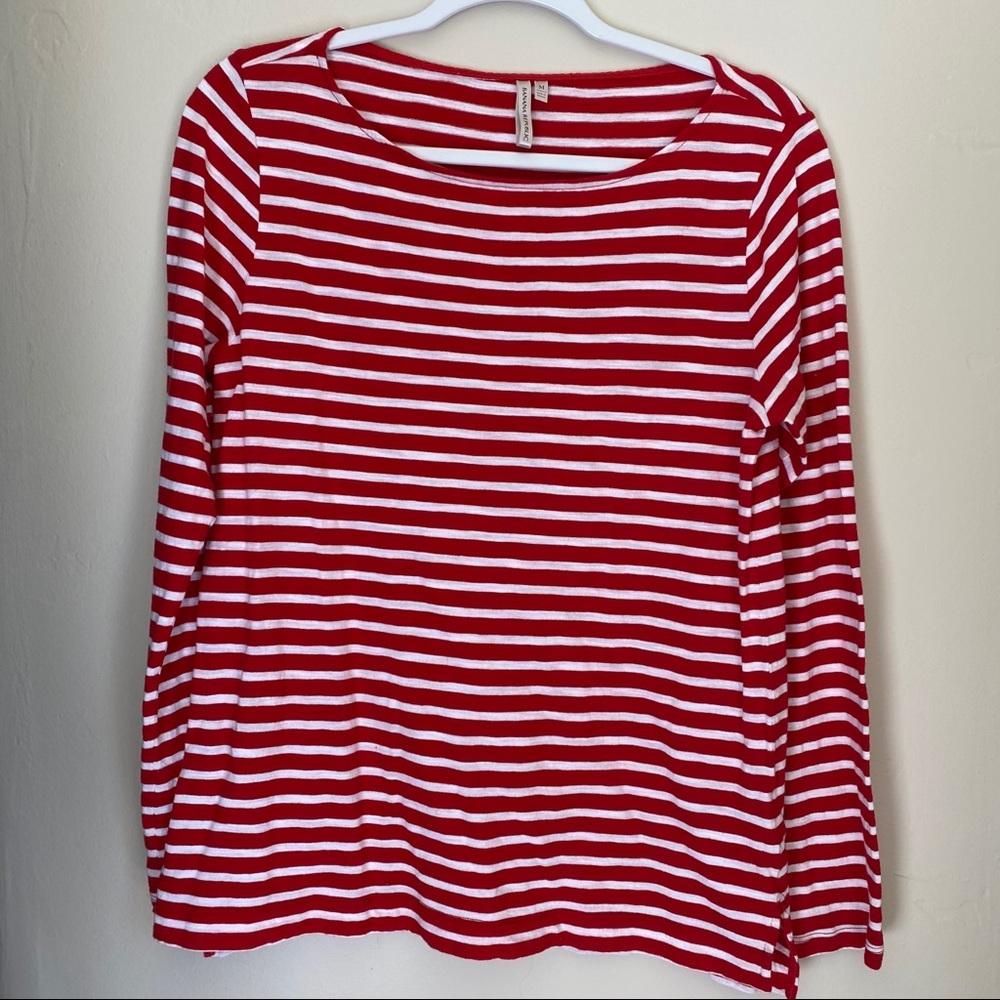 Banana Republic Long Sleeve Striped Red White Tee
